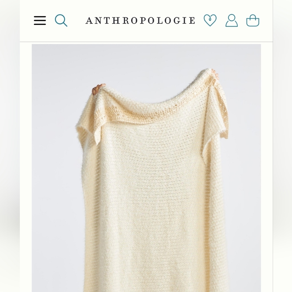 NWT Anthropologie Crocheted Eyelash Blanket 50x60